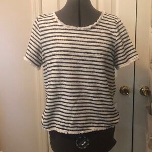 Green Envelope White and Blue Boxy Short Sleeve T-Shirt